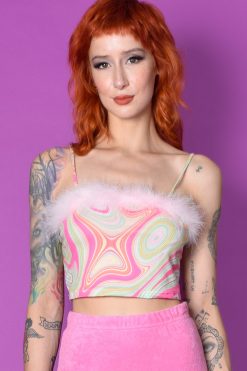 Echo Club House The Chills That U Spill Y2K Fuzzy Top Tank Clothes