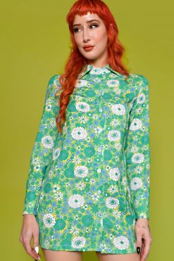 Echo Club House What She Wants Floral Mini Shirt Dress Clothes