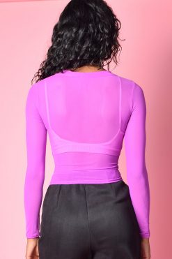 Echo Club House Clothes Unchained Melody Cut Out Mesh Top - Orchid