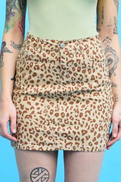 Echo Club House Clothes Marilyn Leopard Denim Skirt