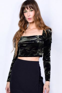 Echo Club House Clothes Argento Velvet Camo Top