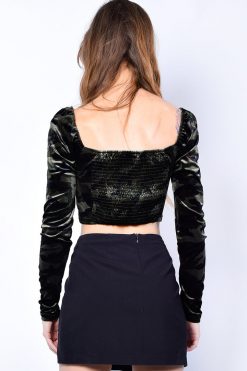 Echo Club House Clothes Argento Velvet Camo Top