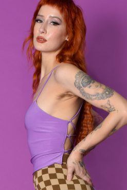 Echo Club House Clothes Make It Happen Tie Back Square Neck Tank - Lavender