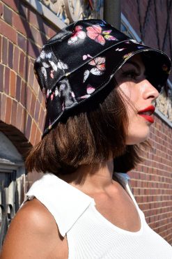 Echo Club House Butterflies Black Satin Bucket Hat