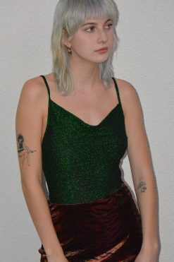 Echo Club House Clothes Dark Net Shimmer Bodysuit - Hunter Green