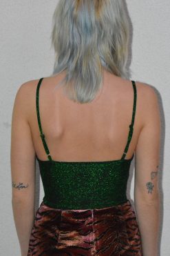 Echo Club House Clothes Dark Net Shimmer Bodysuit - Hunter Green
