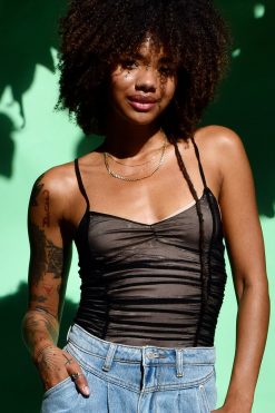 Echo Club House Clothes Portola Rouched Overlay Bodysuit