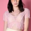 Echo Club House Monroe Exposed Seam Mesh Top - Blush Pink Clothes