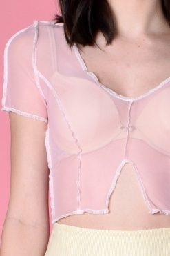 Echo Club House Monroe Exposed Seam Mesh Top - Blush Pink Clothes