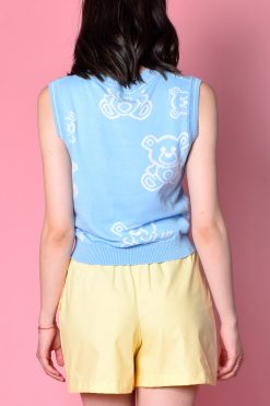 Echo Club House Theodore Bear Print Knit Vest - BB Blue Clothes