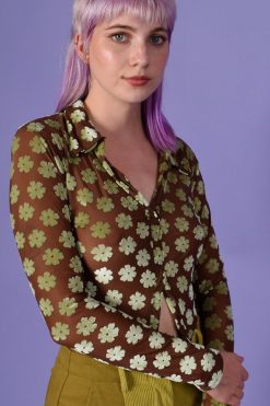 Echo Club House Clothes Nico Floral Burn Out Velvet Top