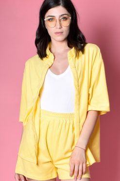 Echo Club House Clothes Life Of Leisure Terry Oversized Collar Top - Daffodil