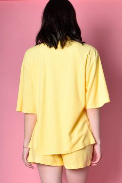 Echo Club House Clothes Life Of Leisure Terry Oversized Collar Top - Daffodil