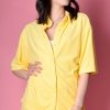 Echo Club House Clothes Life Of Leisure Terry Oversized Collar Top - Daffodil