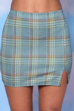 Echo Club House Country Club Side Slit Mini Skirt - Teal Clothes
