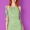 Echo Club House Space Dye Knitted Halter Mini Dress - Lime Clothes