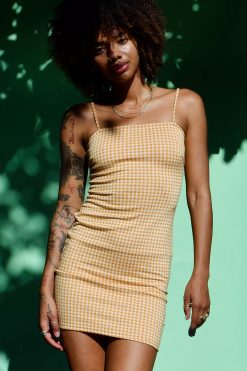 Echo Club House Clothes Mission Gingham Straight Neck Dress