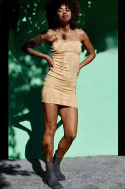 Echo Club House Clothes Mission Gingham Straight Neck Dress