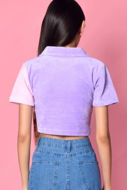 Echo Club House Pink & Lilac Velour Split Mini Shirt By Daisy Street Clothes