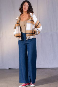 Echo Club House Clothes Glasgow Plaid Zip Up Jacket - Sand