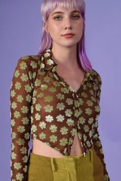 Echo Club House Clothes Nico Floral Burn Out Velvet Top