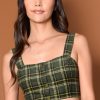 Echo Club House Clothes Frances Green Plaid Crop Top