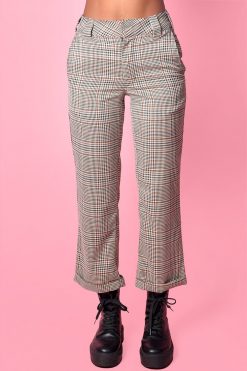 Echo Club House Brown Plaid Rolled Hem Work Pant By Dickies Girl Clothes