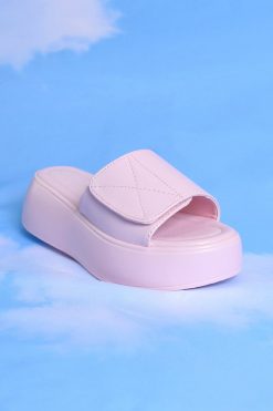 Echo Club House Life Of Leisure Platform Velcro Slides - Bubblegum Shoes