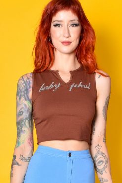 Echo Club House Clothes BB Phat Rhinestone Rip Tank - Brown