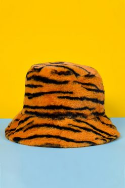 Echo Club House Get Wyld Tiger Print Fuzzy Bucket Hat Accessories