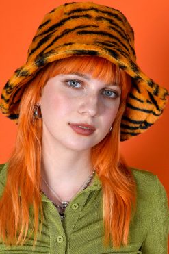 Echo Club House Get Wyld Tiger Print Fuzzy Bucket Hat Accessories