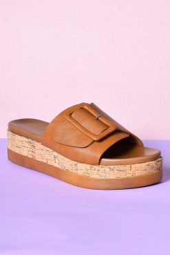 Echo Club House Shoes Lilith Fair Cork Platform Sandal - Cognac