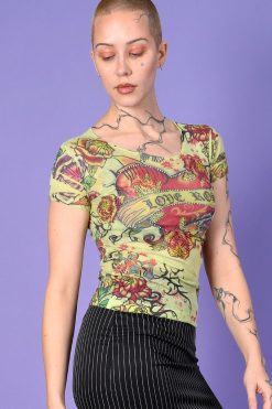 Echo Club House Deadstock Y2K Essential Top - Lime