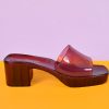 Echo Club House Shoes Yes Please Jelly Strap Clear Mule Heel - Maroon