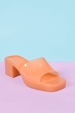Echo Club House Yes Please Jelly Strap Clear Mule Heel - Camel Shoes