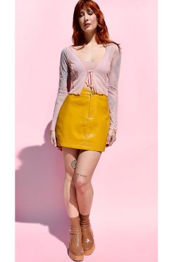 Echo Club House Falling For U Vinyl Skirt - Mustard Clothes
