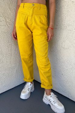 Echo Club House Clothes Dating Around Pleated Pegged Pants - Yellow