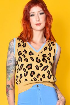 Echo Club House Get It Leopard Knit Vest By Daisy Street Clothes