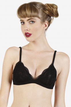 Echo Club House Clothes Lace Triangle Bra - Black