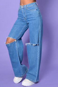 Echo Club House Clothes All That She Wants Rip Knee Wide Leg Denim