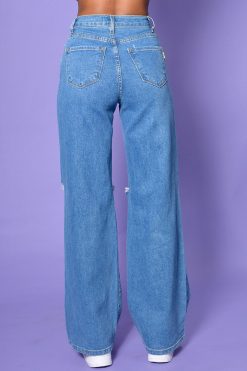 Echo Club House Clothes All That She Wants Rip Knee Wide Leg Denim