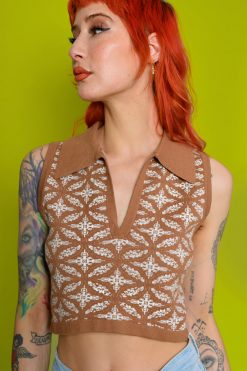 Echo Club House Dorothy Collared Knit Sleeveless Top Clothes