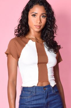 Echo Club House Pull It Together Paneled Ribbed Top Clothes