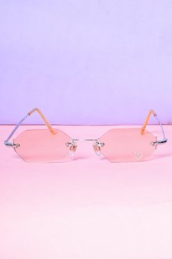 Echo Club House Deadstock Pink Jewel Heart Sunglasses