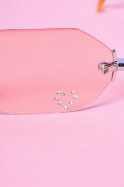 Echo Club House Deadstock Pink Jewel Heart Sunglasses