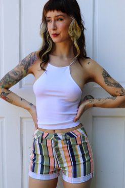 Echo Club House Clothes Button Front Striped Shorts By Dickies Girl