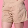 Echo Club House Clothes Lisette High Rise Pleat Detail Denim Shorts - Khaki