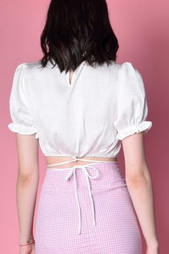 Echo Club House Shreveport Wrap Around High Collar Sateen Blouse Clothes