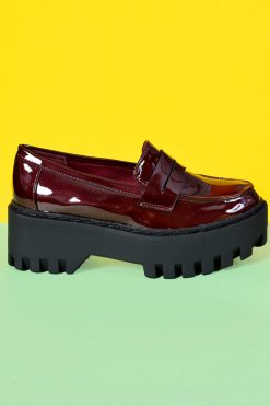 Echo Club House Shoes Teacher's Pet Platform Loafers - Maroon
