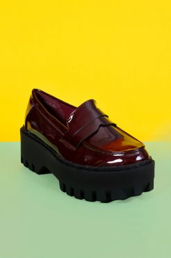 Echo Club House Shoes Teacher's Pet Platform Loafers - Maroon